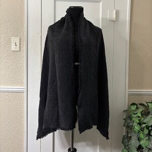 Elegant Super Soft Stylish Black Fringe Scarf/Wrap